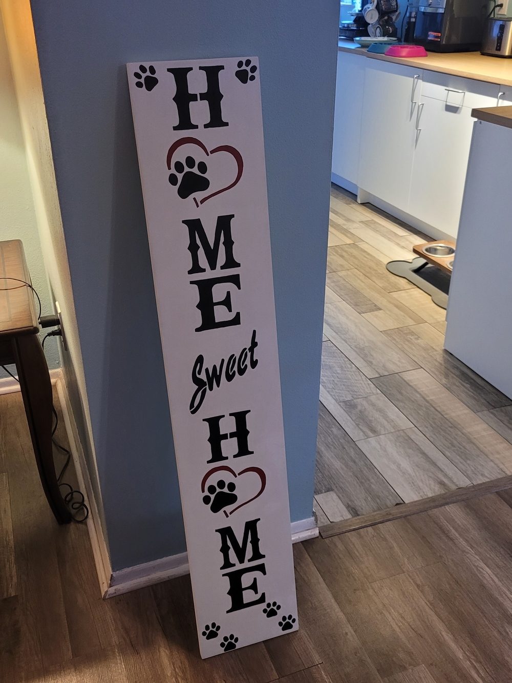 Hand PaintedHome Sweet Home Paw Print Porch Sign